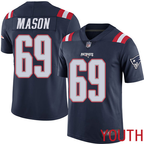 New England Patriots Football #69 Rush Vapor Untouchable Limited Navy Blue Youth Shaq Mason NFL Jersey->youth nfl jersey->Youth Jersey